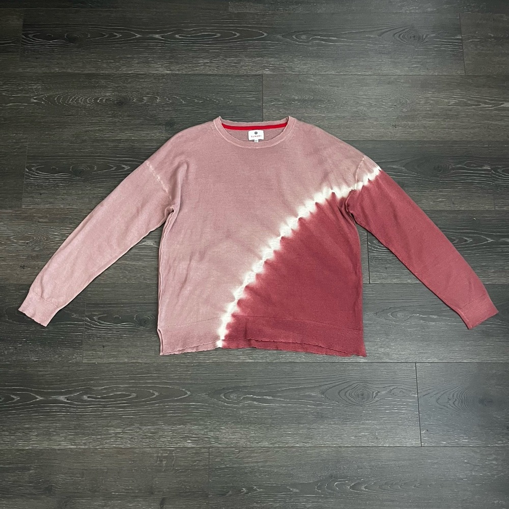 Tie-Dye Long Sleeve Sweater in Rose and Burgundy